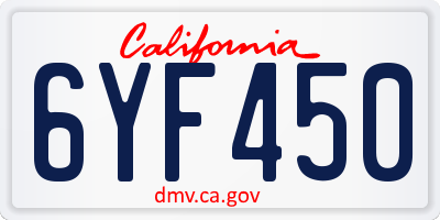 CA license plate 6YF450