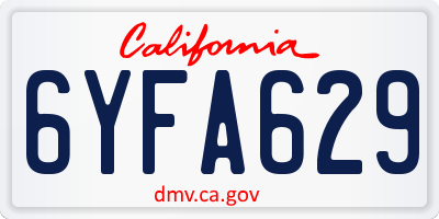 CA license plate 6YFA629