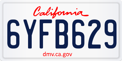 CA license plate 6YFB629