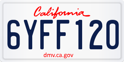CA license plate 6YFF120