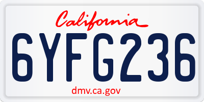 CA license plate 6YFG236