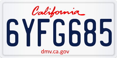 CA license plate 6YFG685