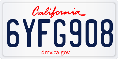 CA license plate 6YFG908