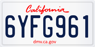 CA license plate 6YFG961
