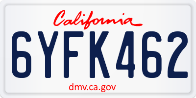 CA license plate 6YFK462