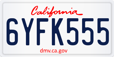 CA license plate 6YFK555