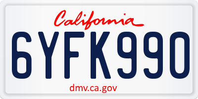 CA license plate 6YFK990