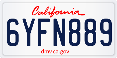 CA license plate 6YFN889