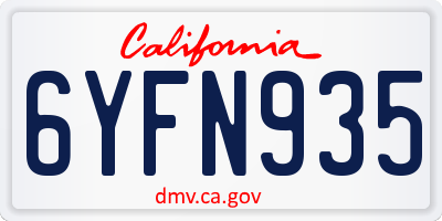 CA license plate 6YFN935