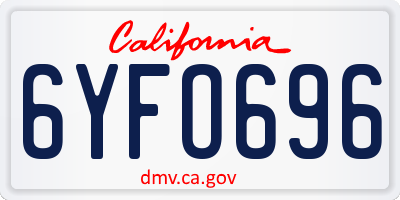 CA license plate 6YFO696
