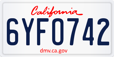 CA license plate 6YFO742
