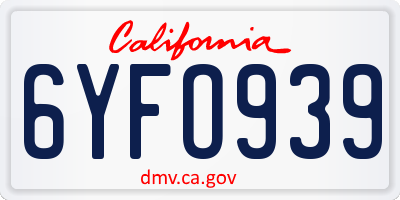 CA license plate 6YFO939