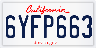 CA license plate 6YFP663