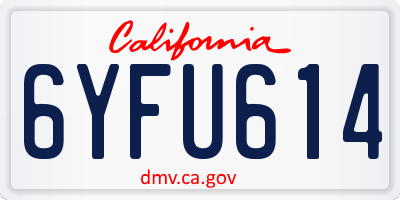 CA license plate 6YFU614