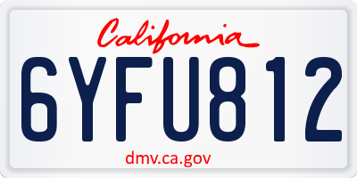 CA license plate 6YFU812