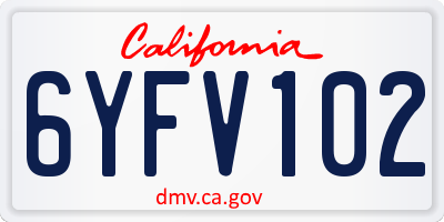 CA license plate 6YFV102
