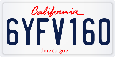 CA license plate 6YFV160