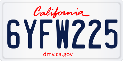 CA license plate 6YFW225