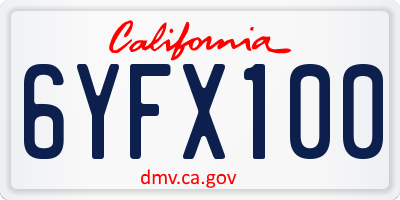 CA license plate 6YFX100