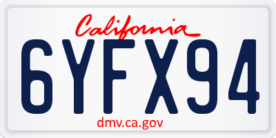 CA license plate 6YFX94