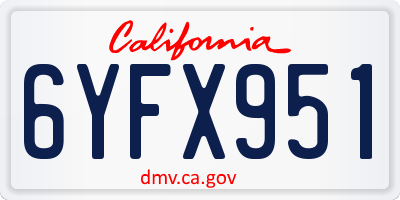 CA license plate 6YFX951