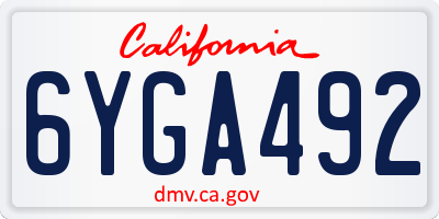 CA license plate 6YGA492