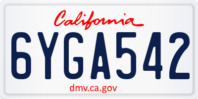 CA license plate 6YGA542