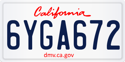 CA license plate 6YGA672