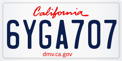 CA license plate 6YGA707