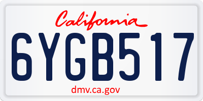 CA license plate 6YGB517