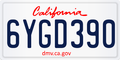 CA license plate 6YGD390
