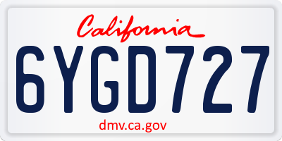 CA license plate 6YGD727