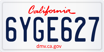 CA license plate 6YGE627