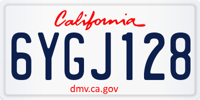 CA license plate 6YGJ128