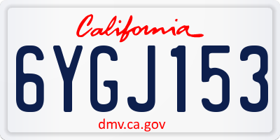 CA license plate 6YGJ153