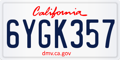 CA license plate 6YGK357