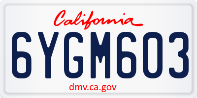 CA license plate 6YGM603