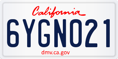 CA license plate 6YGN021