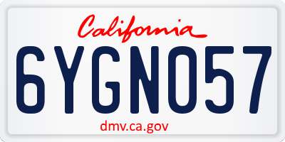 CA license plate 6YGN057