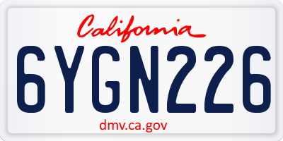 CA license plate 6YGN226