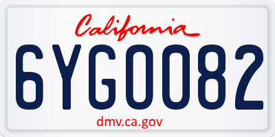 CA license plate 6YGO082