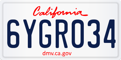 CA license plate 6YGR034