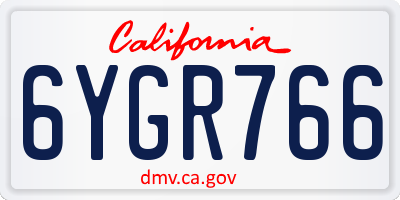 CA license plate 6YGR766