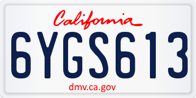 CA license plate 6YGS613