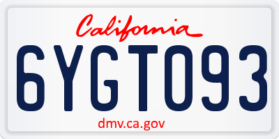 CA license plate 6YGT093