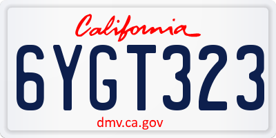 CA license plate 6YGT323