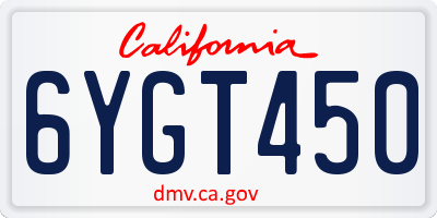 CA license plate 6YGT450