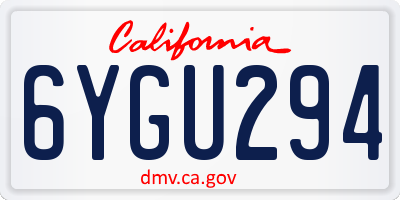CA license plate 6YGU294