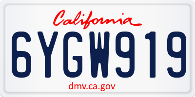 CA license plate 6YGW919