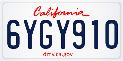 CA license plate 6YGY910